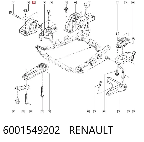 Poduszka (podpora) silnika prawa 6001549202 Renault (RVI)