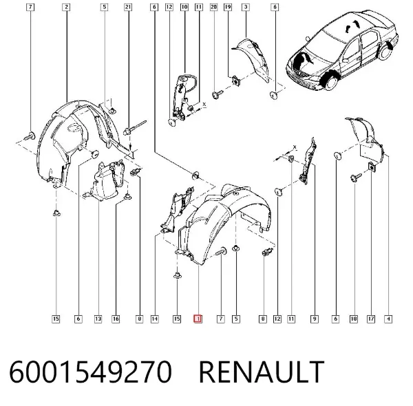 Nadkole błotnika przedniego lewe 6001549270 Renault (RVI)