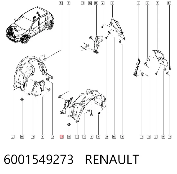 Nadkole błotnika przedniego lewe 6001549273 Renault (RVI)
