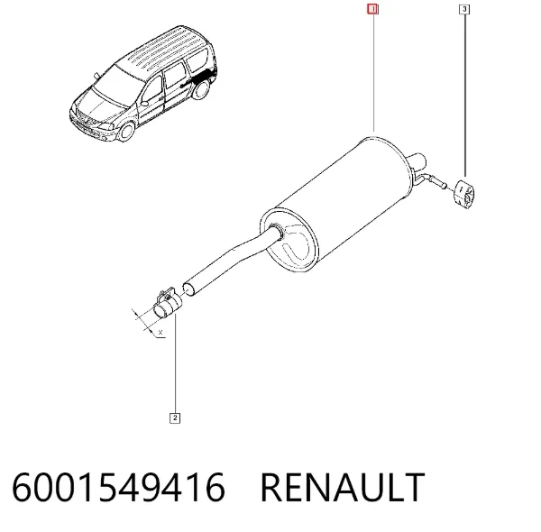 Tłumik, tylna część 6001549416 Renault (RVI)