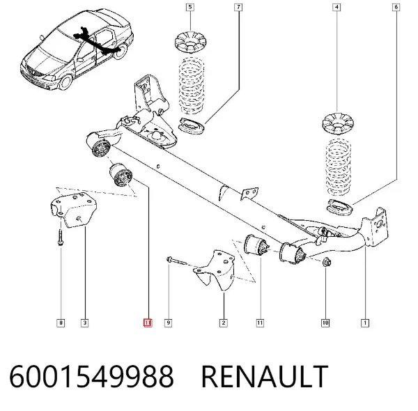 Silentblock tylnej belki 6001549988 Renault (RVI)