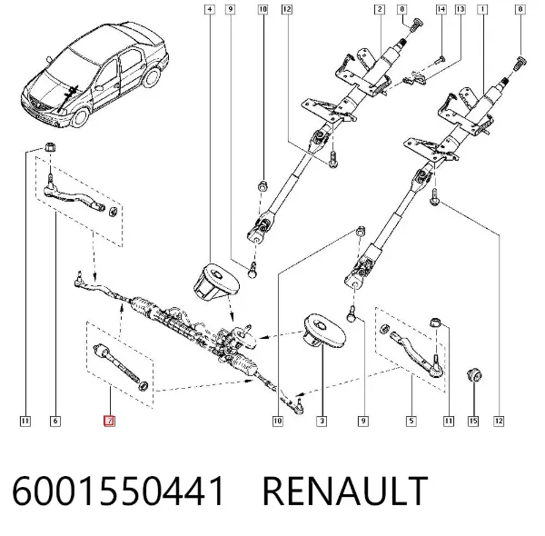 Drążek kierowniczy 6001550441 Renault (RVI)