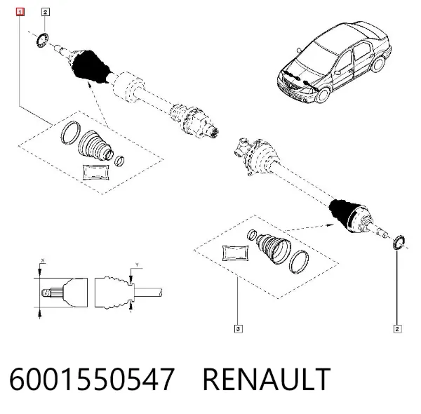 Osłona przegubu homokinetycznego półosi przedniej zewnętrzna 6001550547 Renault (RVI)