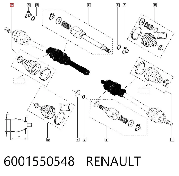 Osłona przegubu homokinetycznego półosi przedniej wewnętrzna 6001550548 Renault (RVI)