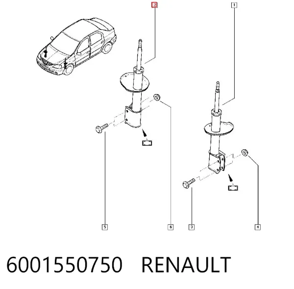 Amortyzator przedni 6001550750 Renault (RVI)