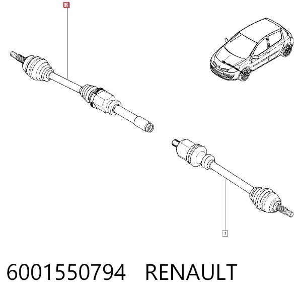 Półoś napędowa przednia prawa 6001550794 Renault (RVI)