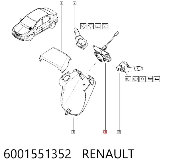 Pierścień kontaktowy AIRBAG, taśma kierownicy 6001551352 Renault (RVI)