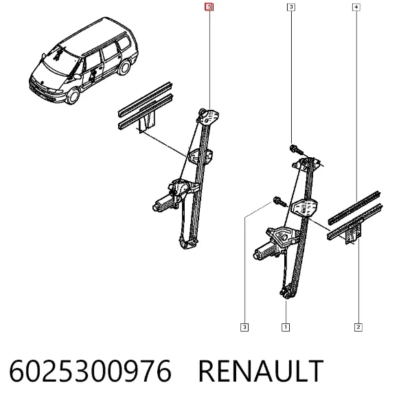 Mechanizm podnoszenia szyby drzwi przednich prawych Renault Espace III