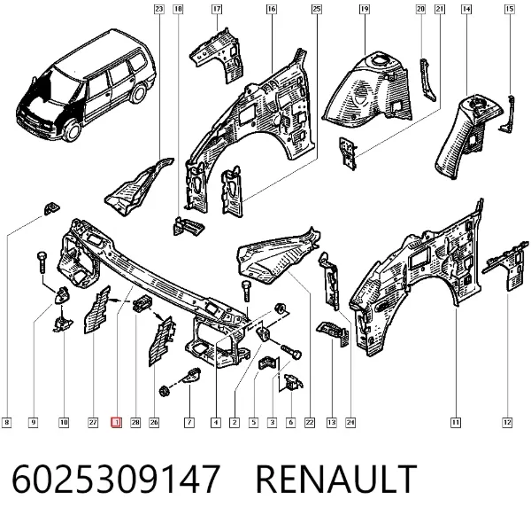 Osłona chłodnicy kompletna (panel mocowania reflektorów) Renault Espace III