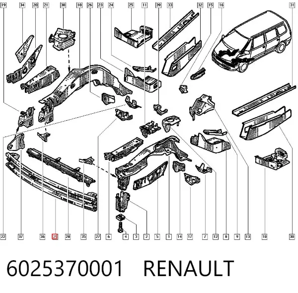 Wzmocnienie zderzaka przedniego Renault Espace III