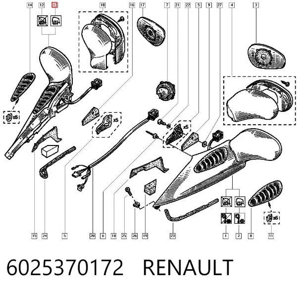 Lusterko wsteczne prawe Renault Espace III