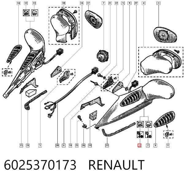 Lusterko wsteczne lewe Renault Espace III