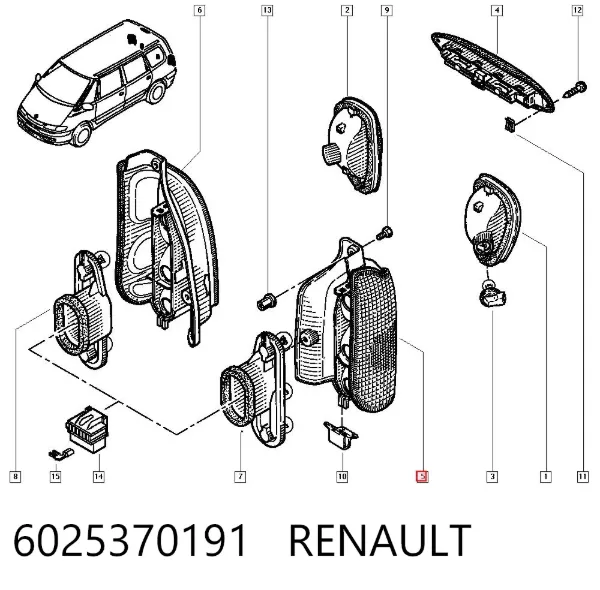 Lampa zespolona tylna lewa Renault Espace III