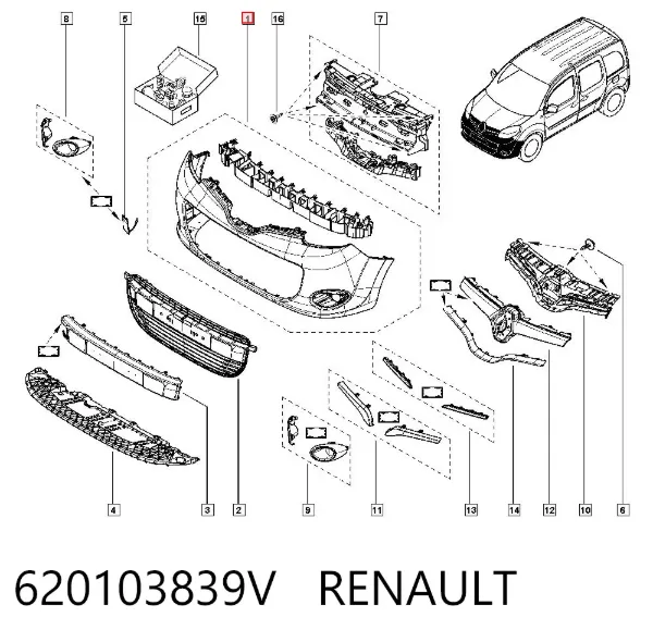 Zderzak przedni 620103839V Renault (RVI)