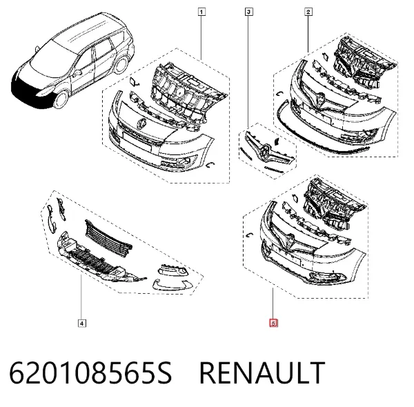 Zderzak przedni 620108565S Renault (RVI)