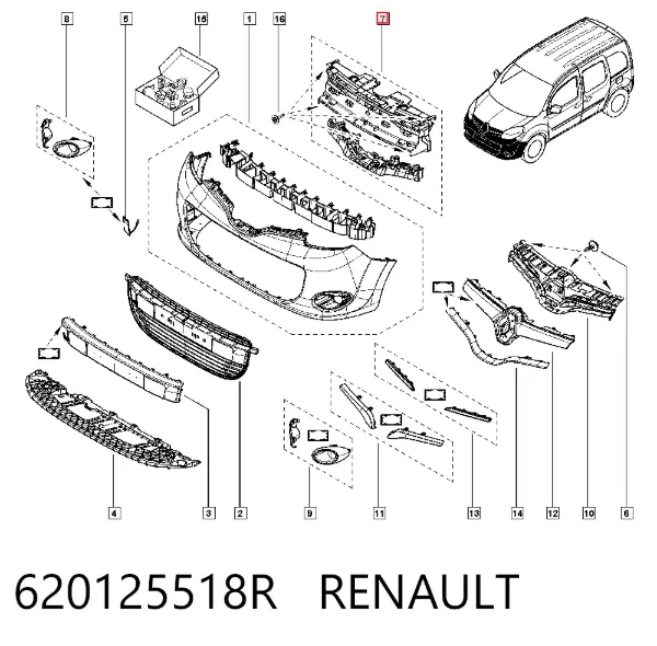 Atrapa chłodnicy 620125518R Renault (RVI)