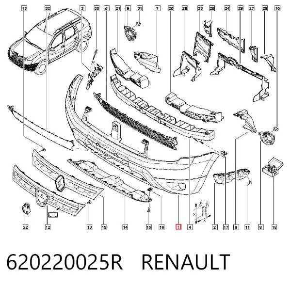 Zderzak przedni 620220025R Renault (RVI)