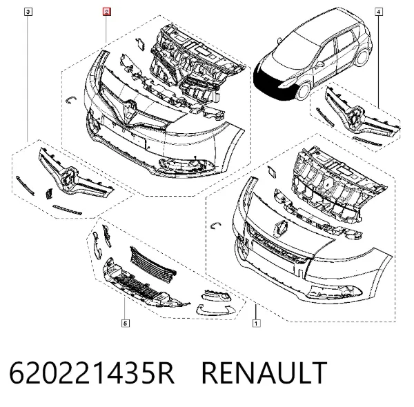Zderzak przedni 620221435R Renault (RVI)