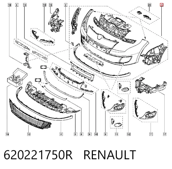 Zderzak przedni 620221750R Renault (RVI)