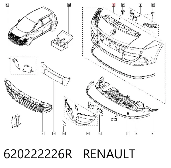 Zderzak przedni 620222226R Renault (RVI)