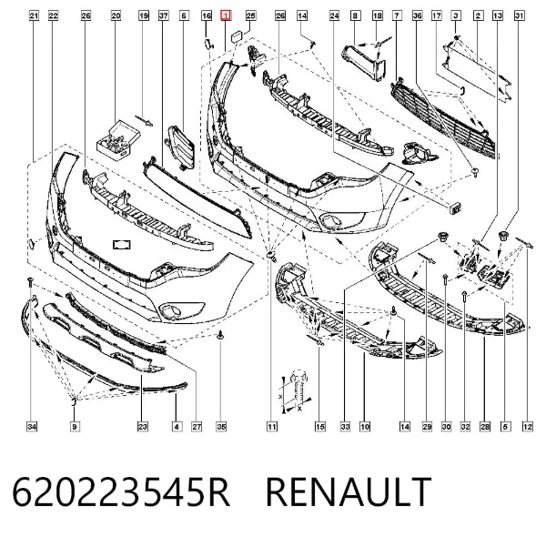 Zderzak przedni 620223545R Renault (RVI)