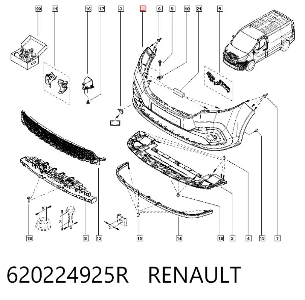 Zderzak przedni 620224925R Renault (RVI)