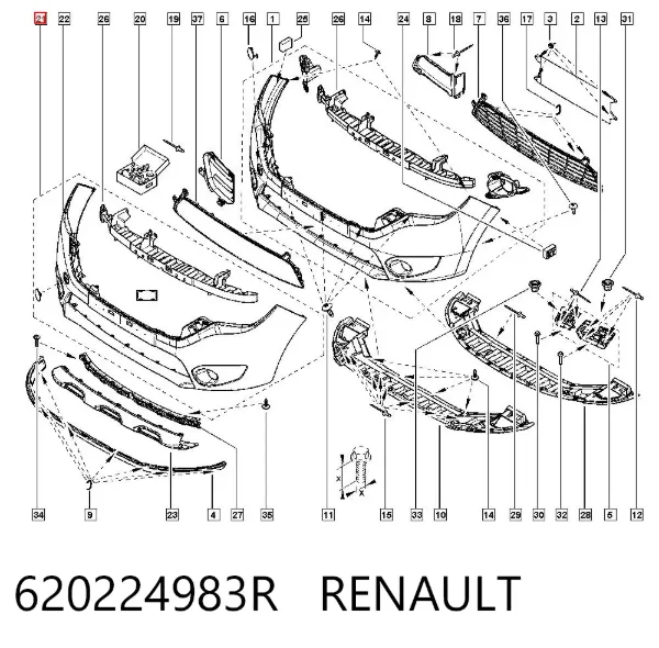 Zderzak przedni 620224983R Renault (RVI)