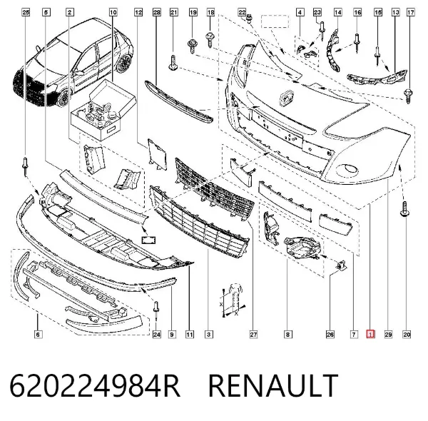 Zderzak przedni 620224984R Renault (RVI)