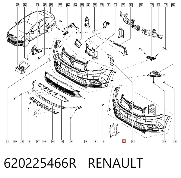 Zderzak przedni 620225466R Renault (RVI)