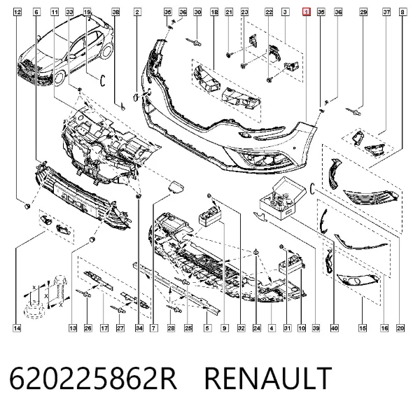 Zderzak przedni 620225862R Renault (RVI)