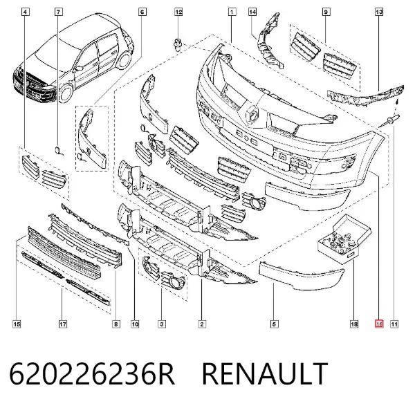 Zderzak przedni 620226236R Renault (RVI)