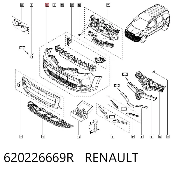 Zderzak przedni 620226669R Renault (RVI)