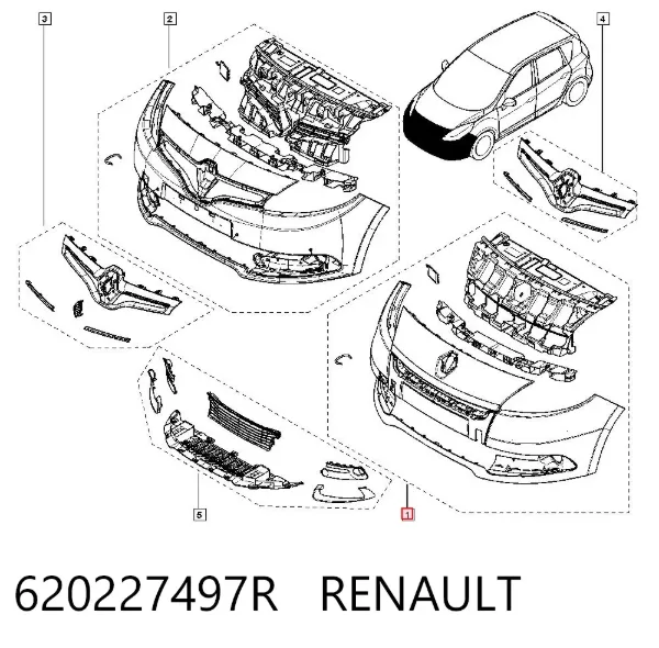 Zderzak przedni 620227497R Renault (RVI)