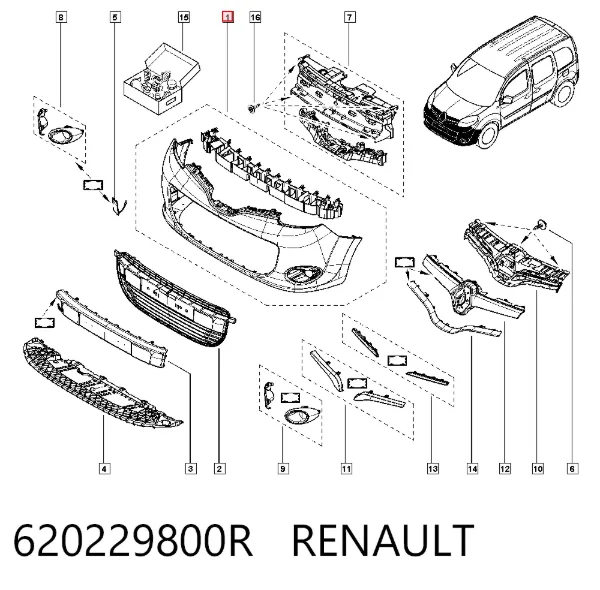 Zderzak przedni 620229800R Renault (RVI)