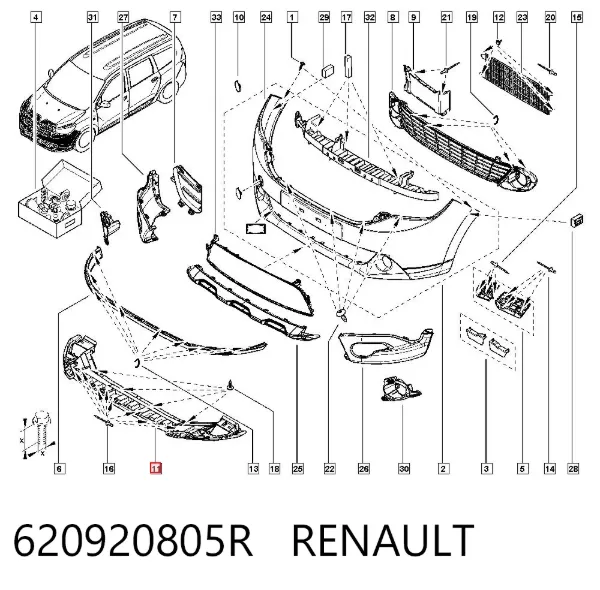Osłona zderzaka przedniego 620920805R Renault (RVI)