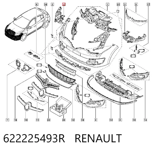 Wspornik (adapter) mocowania reflektora przedniego prawego 622225493R Renault (RVI)