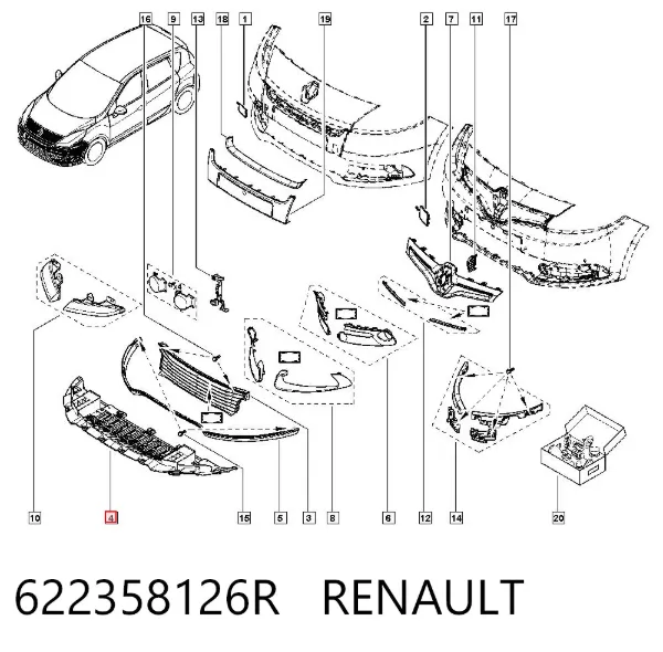 Osłona zderzaka przedniego 622358126R Renault (RVI)