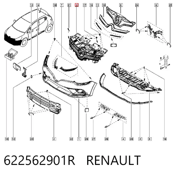 Atrapa chłodnicy 622562901R Renault (RVI)