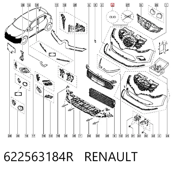 Atrapa chłodnicy 622563184R Renault (RVI)