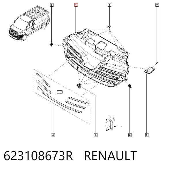 Atrapa chłodnicy 623108673R Renault (RVI)