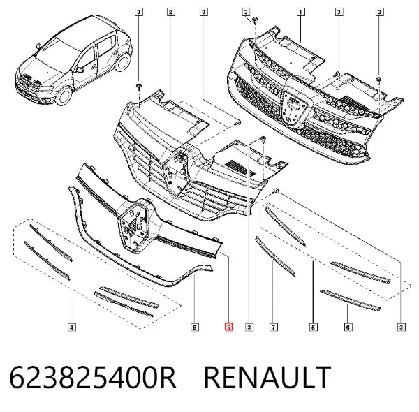 Nakładka (ramka) atrapy chłodnicy 623825400R Renault (RVI)