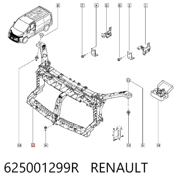 Osłona chłodnicy kompletna (panel mocowania reflektorów) 625001299R Renault (RVI)