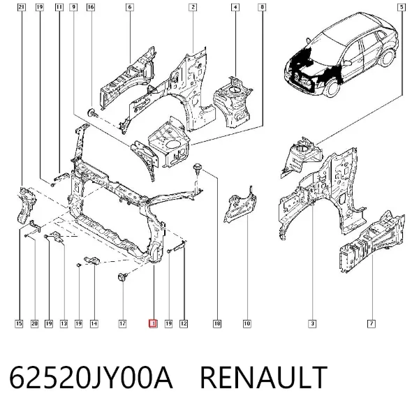 Osłona chłodnicy kompletna (panel mocowania reflektorów) Renault Koleos HY0