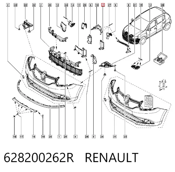 Wspornik zderzaka przedniego 628200262R Renault (RVI)