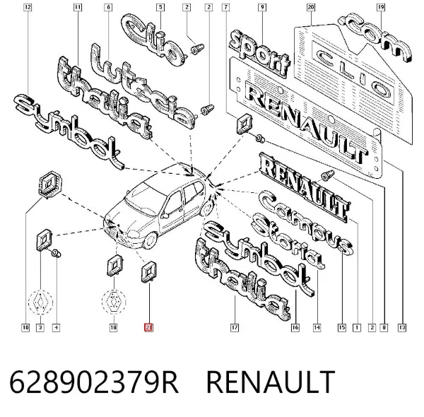 Emblemat na atrapę chłodnicy 628902379R Renault (RVI)
