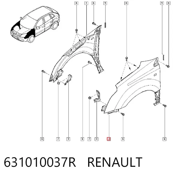 Błotnik przedni lewy Renault Koleos HY0