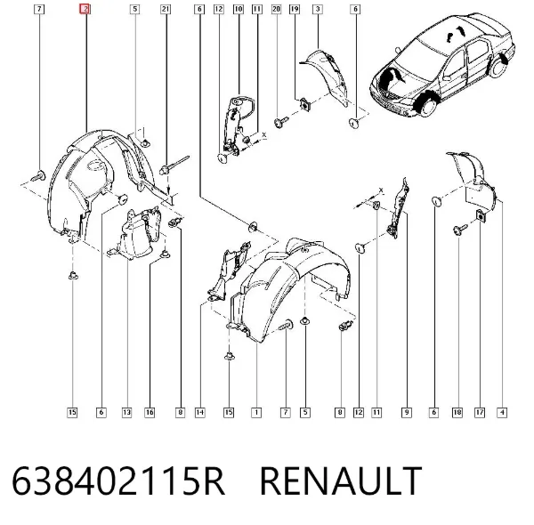 Nadkole błotnika przedniego prawe 638402115R Renault (RVI)