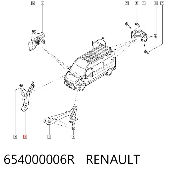 Zawias maski prawy 654000006R Renault (RVI)