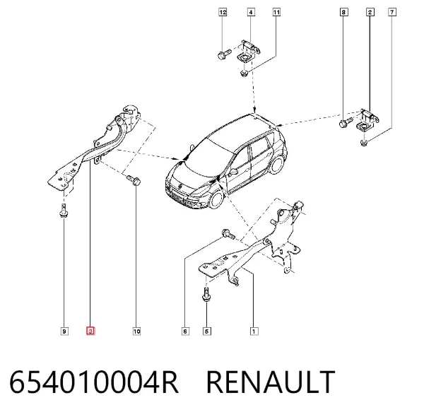 Zawias maski prawy 654010004R Renault (RVI)
