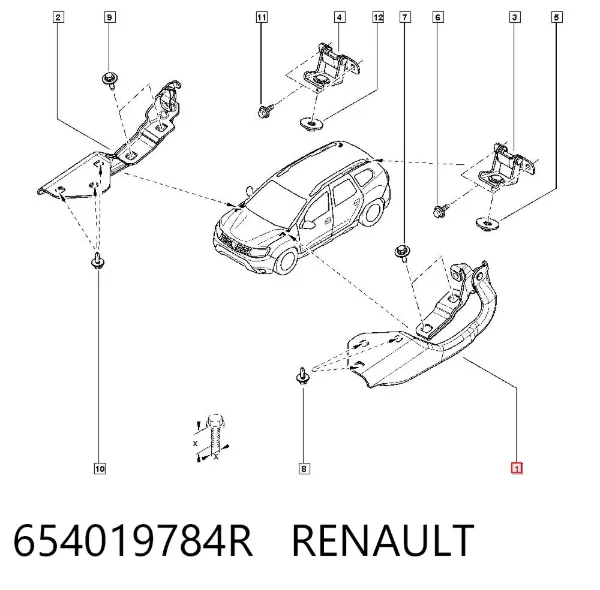 Zawias maski lewy 654019784R Renault (RVI)
